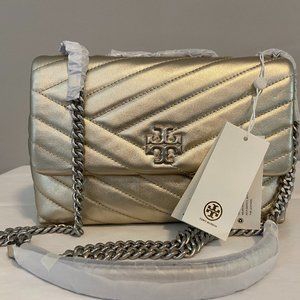 Tory Burch Kira Chevron Metallic Small Convertible